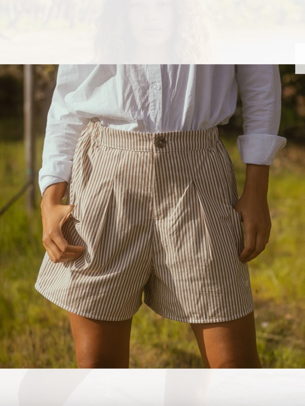 Albion HARVEST SHORTS, BROWN AND WHITE STRIPE